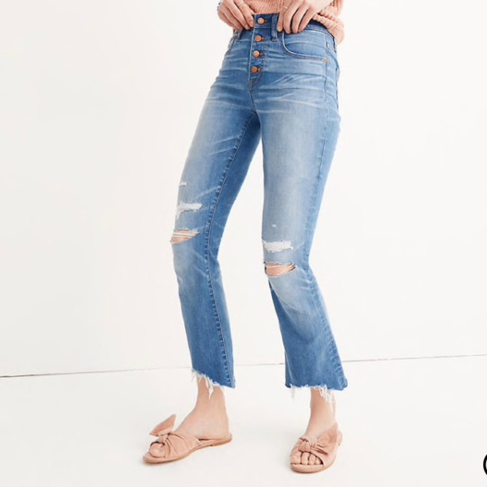 Madewell Demi boot deconstructed hem high waisted